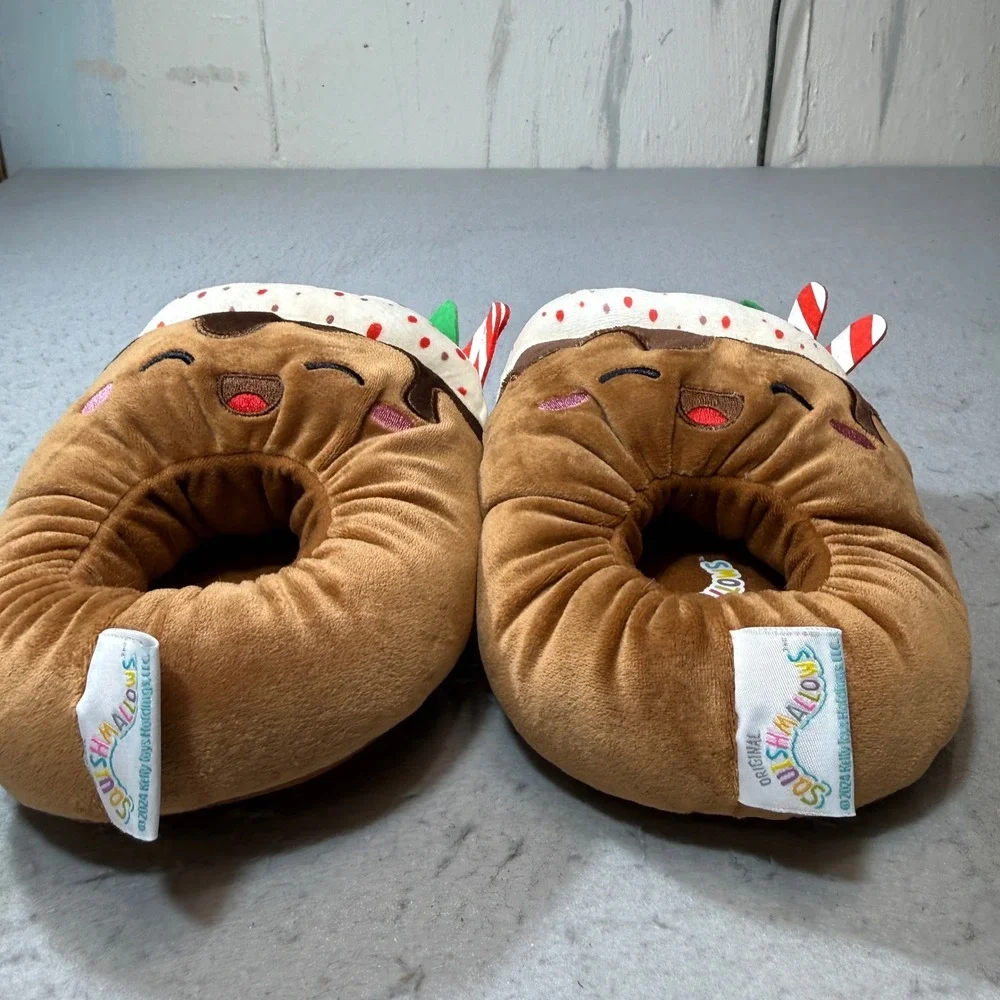 Squishmallows Plush Slippers Kids Size Small Brown Hot Cocoa Sundae Holiday Gift